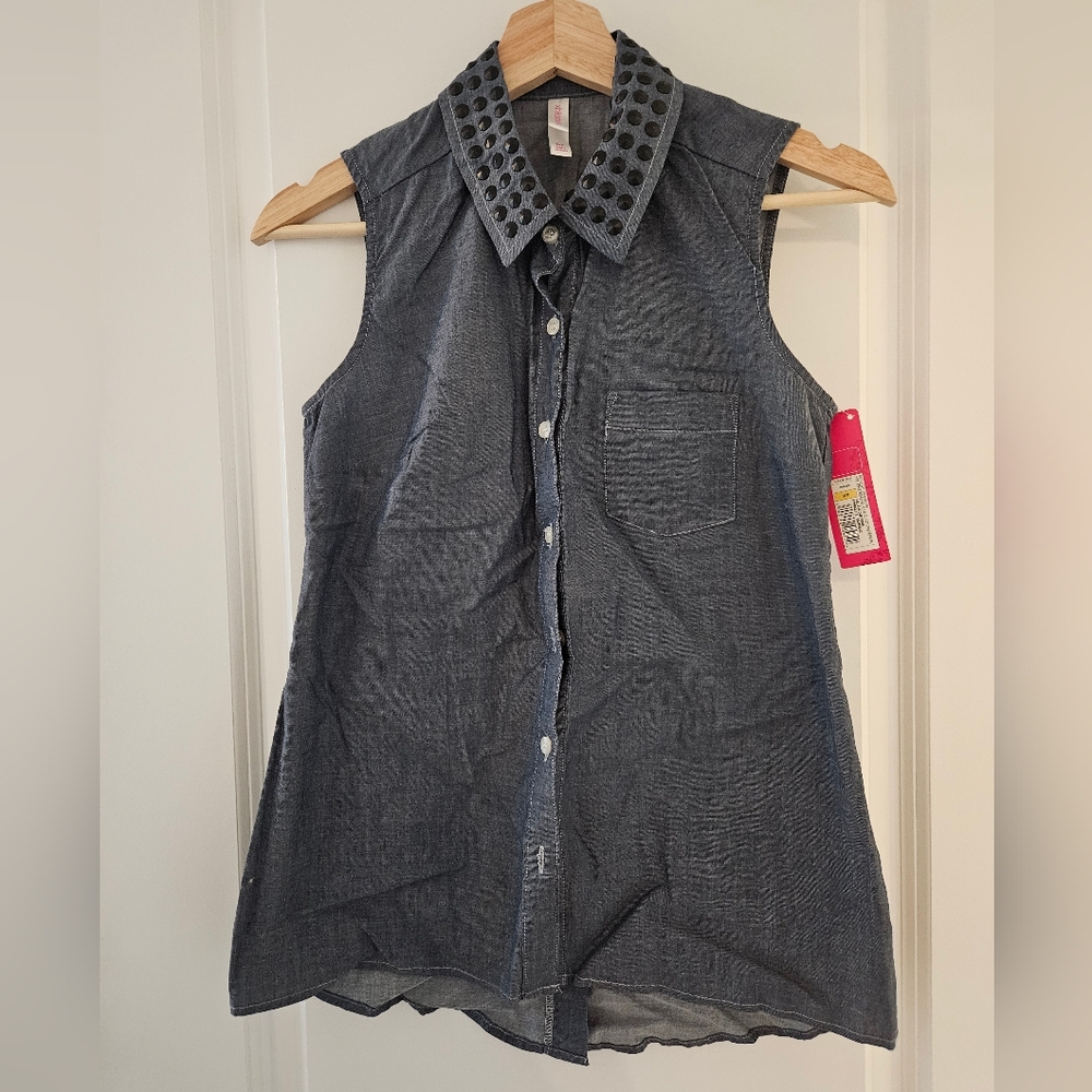 Sleeveless Denim Top - Blue/Grey - Small